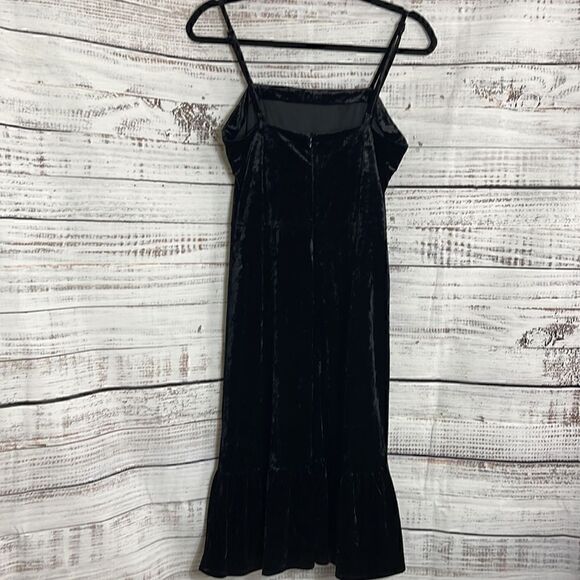 Mo:vint New York Dress Womens Sz Small velvet Black spaghetti strap Boho Gothic - Picture 6 of 12